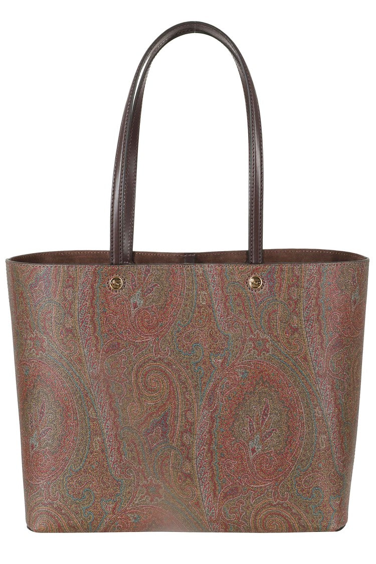 Etro Brown Shopping Essential Paisley Leather Tote Bag