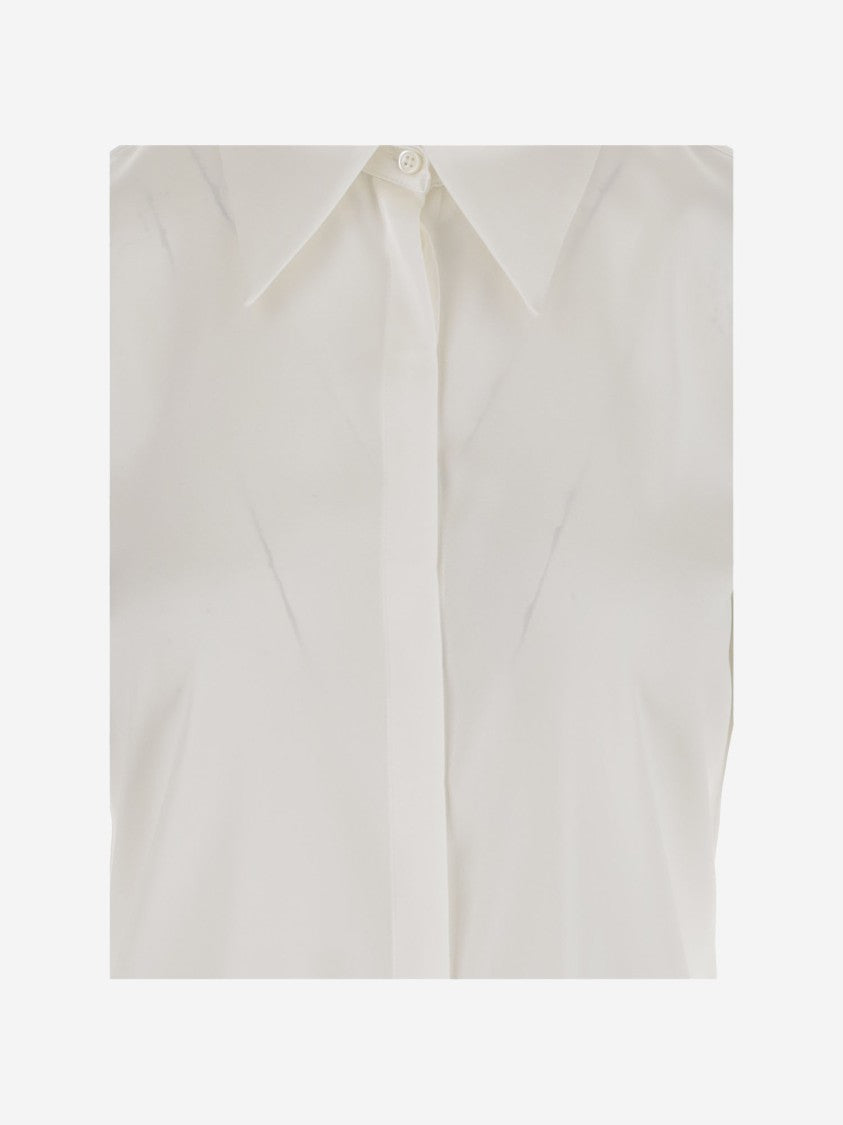 F.It Stretch Silk Shirt With Pointed Collar