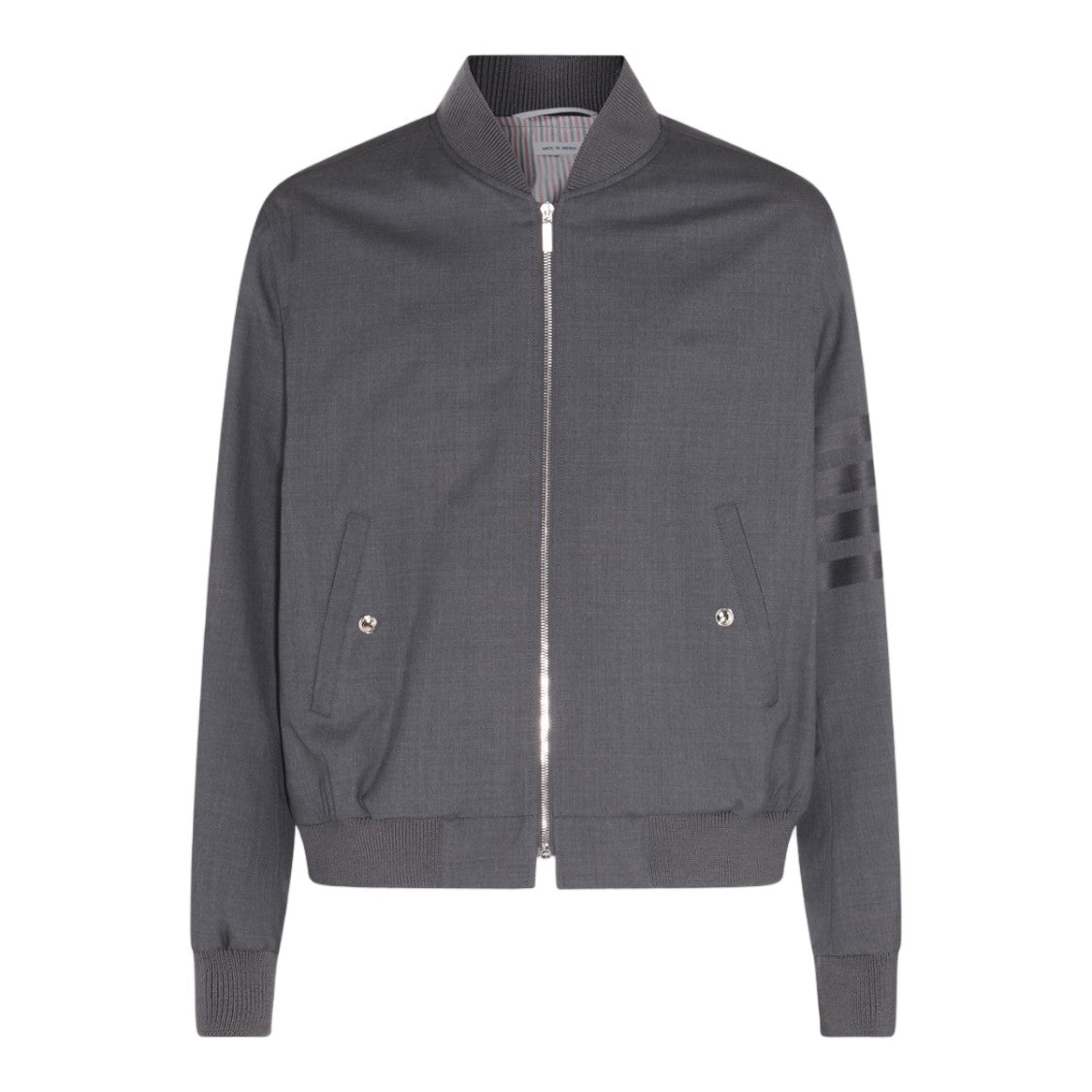 Thom Browne Zip-Up Sweater Jacket With Ribbed Detailing And Tab Accent