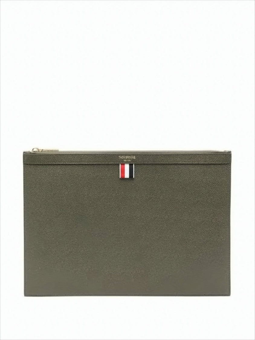 Thom Browne Textured Cow Leather Clutch With Gold-Tone Hardware
