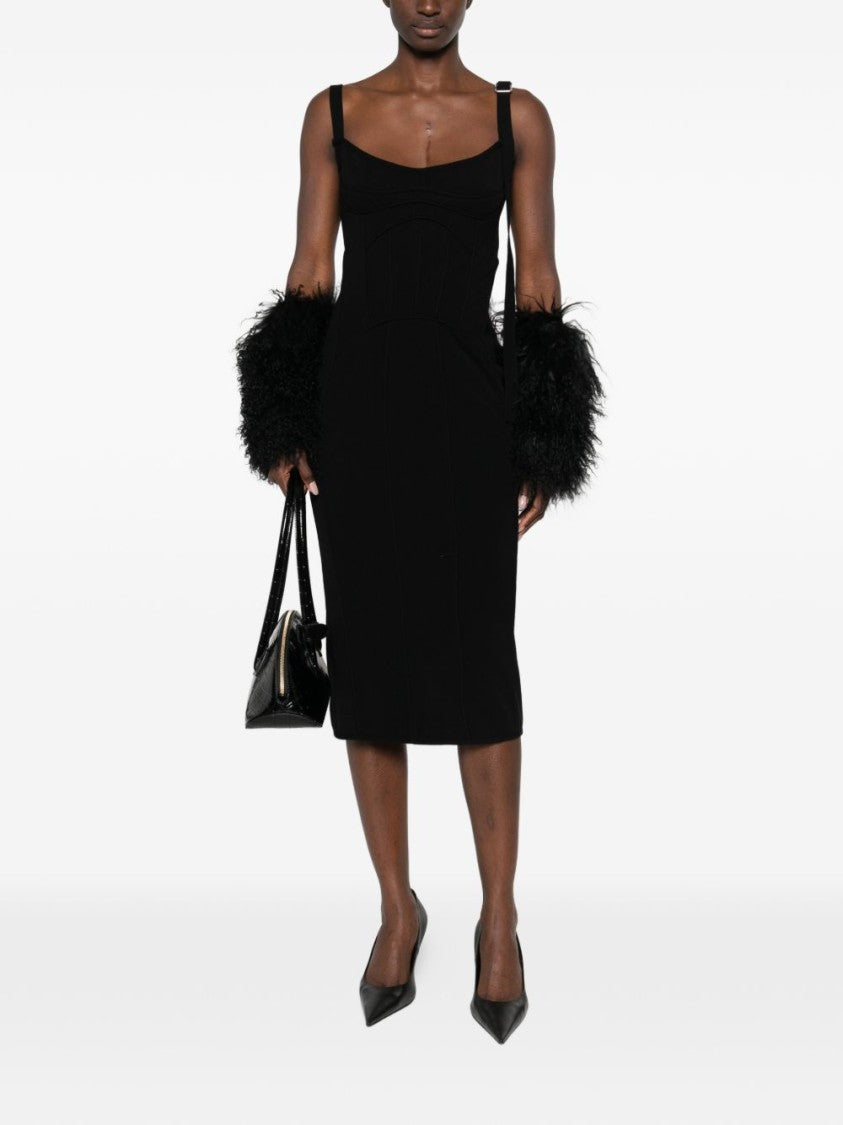 The Attico Fitted Midi Dress With Silver Buckle Detail