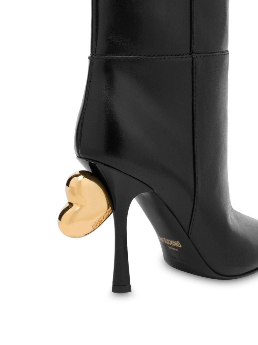 Moschino Knee-High Black Calf Leather Boots