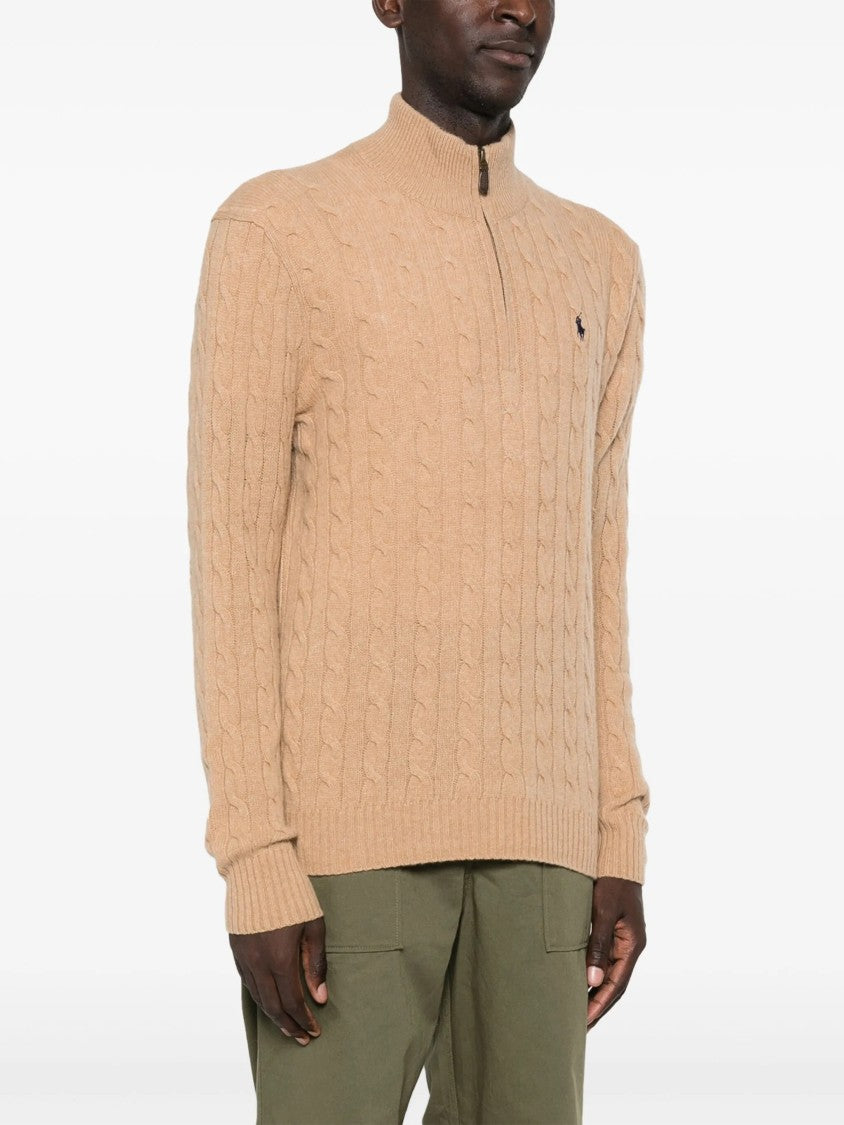 Polo Ralph Lauren Cable Knit Pullover With Half-Zip Closure And Mock Neck