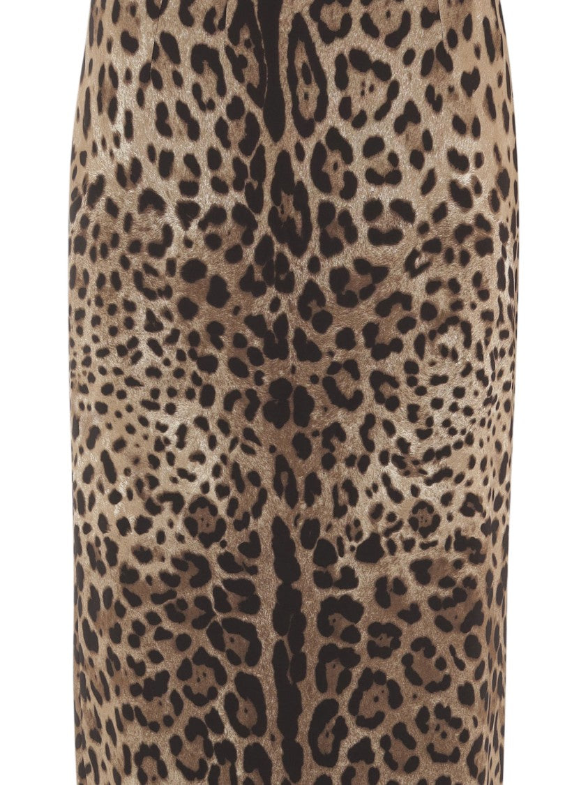 Dolce & Gabbana Fitted Stretch Viscose Skirt With Dynamic Animal Print