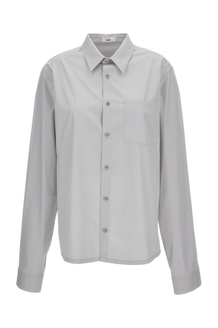 Rier Grey Boxy Cotton Poplin Shirt