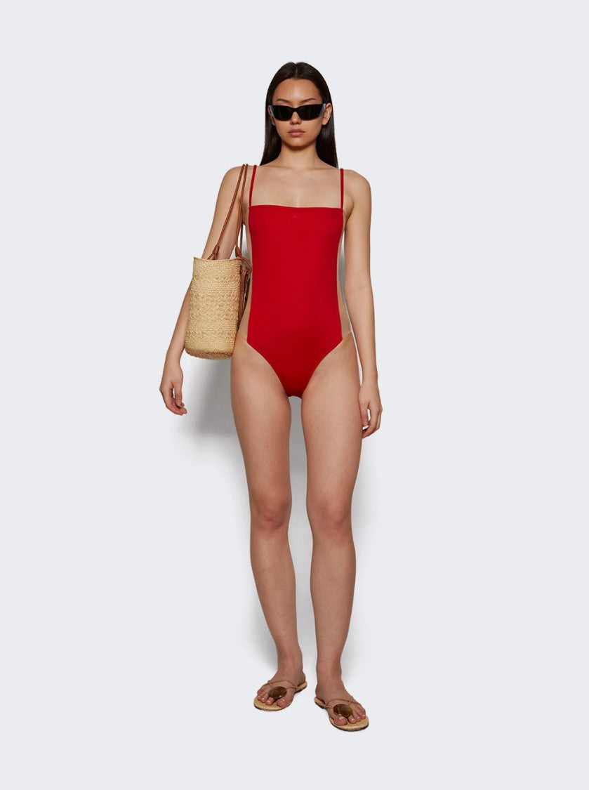 Courrèges Illusion Square Swimsuit Ruby