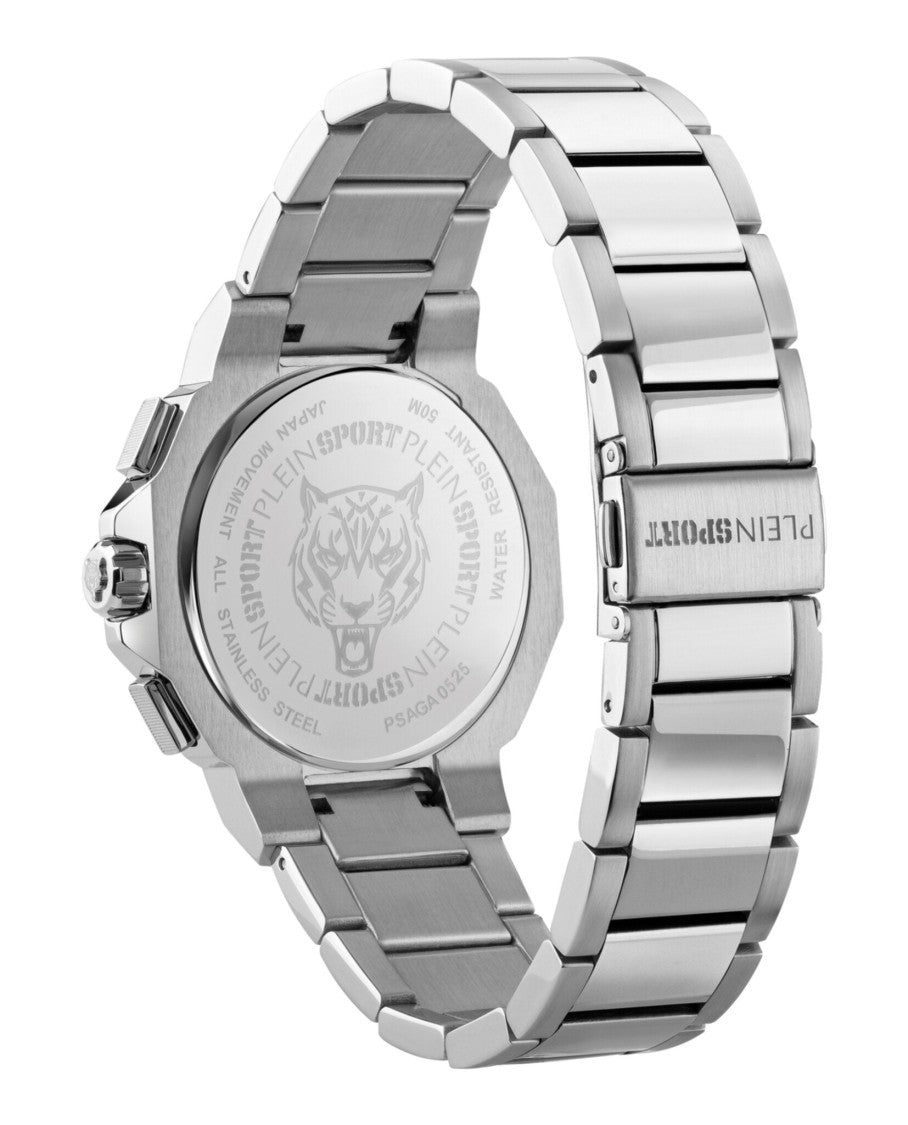 Plein Sport Titan Chronograph Watch With Black Guilloche Dial