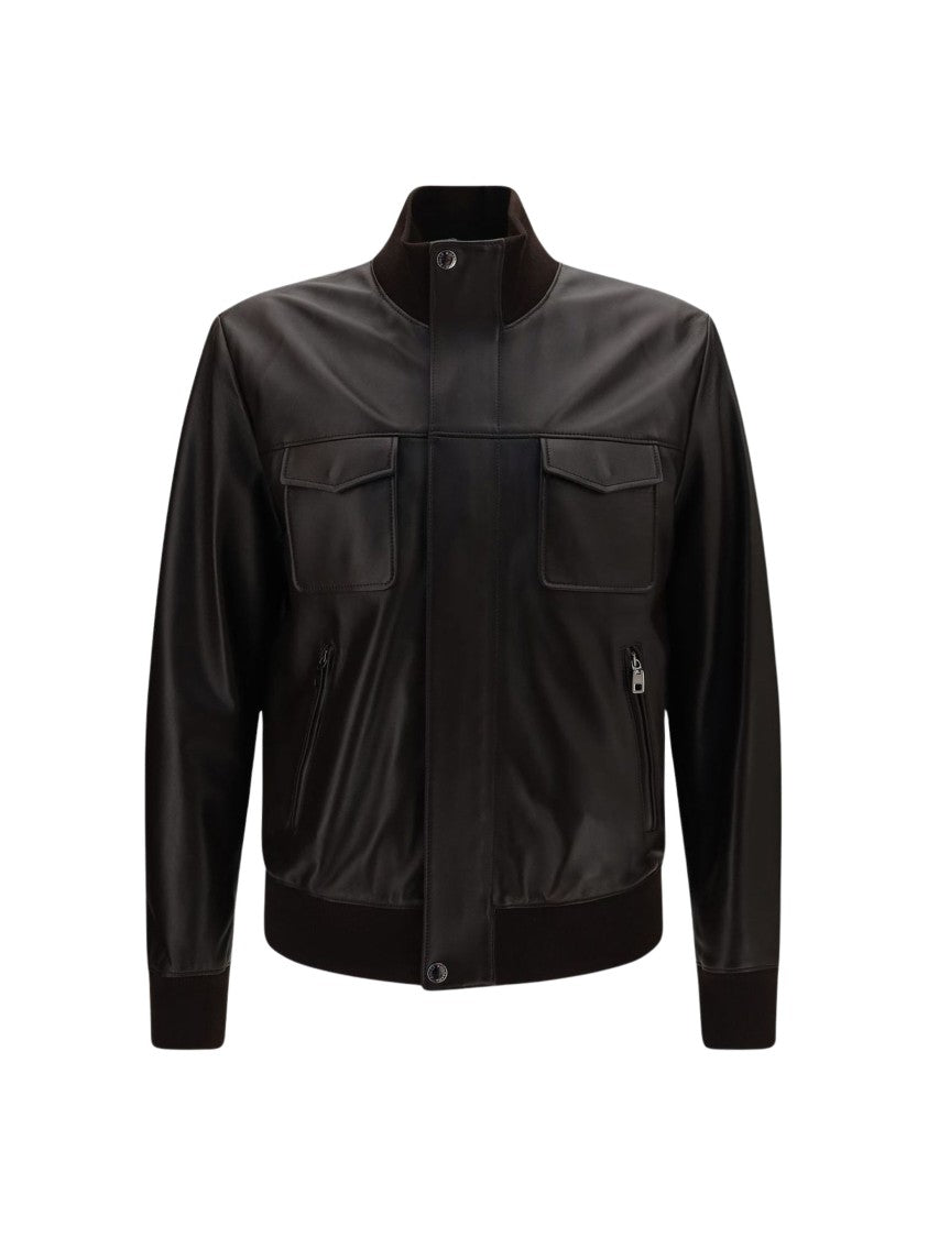 Dolce & Gabbana Lambskin Leather Bomber Jacket