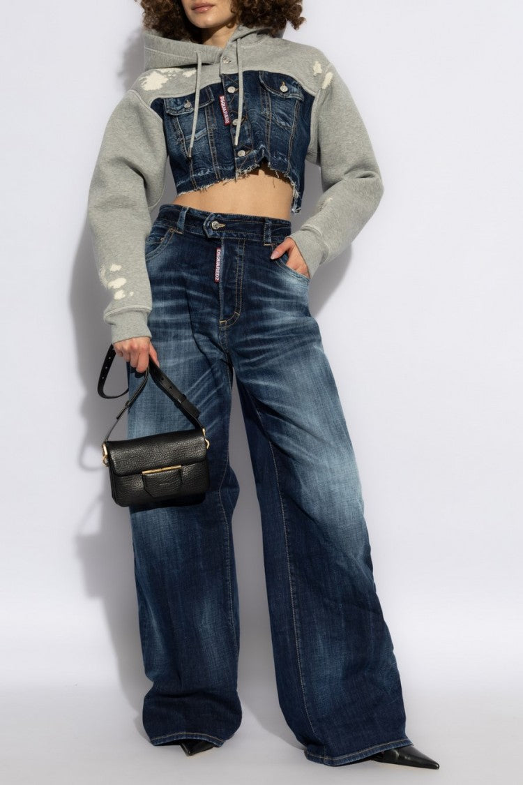 Dsquared2 Wide-Leg High-Waist Jeans With Faded Wash