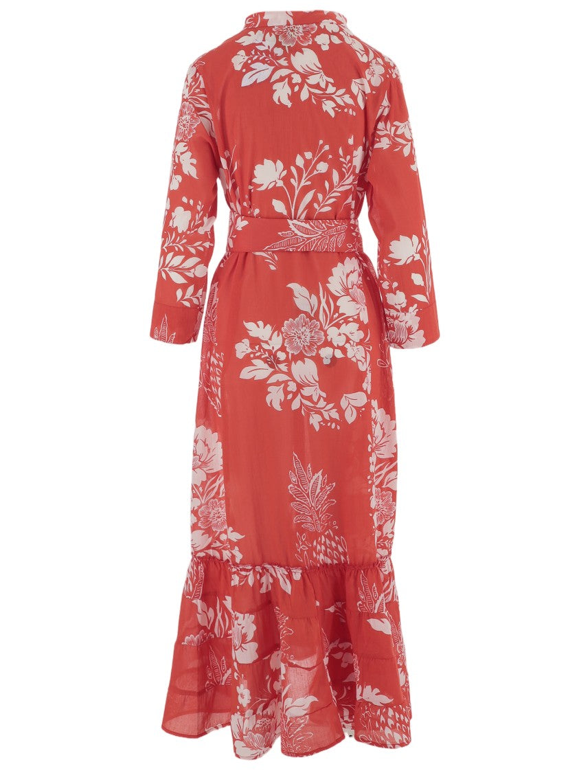 Pep's Cannes Floral-Print Cotton Midi Dress With Adjustable Waist