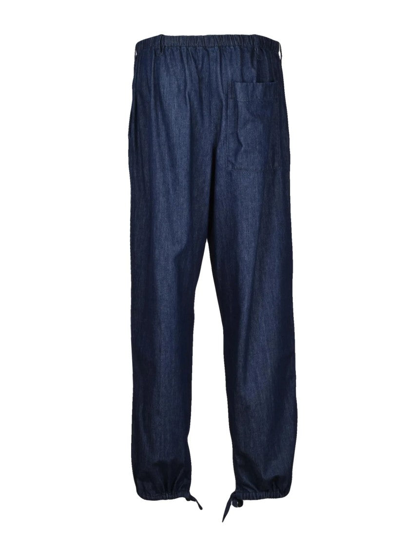 Dries Van Noten Blue Tapered Cone Leg Cotton Chinos