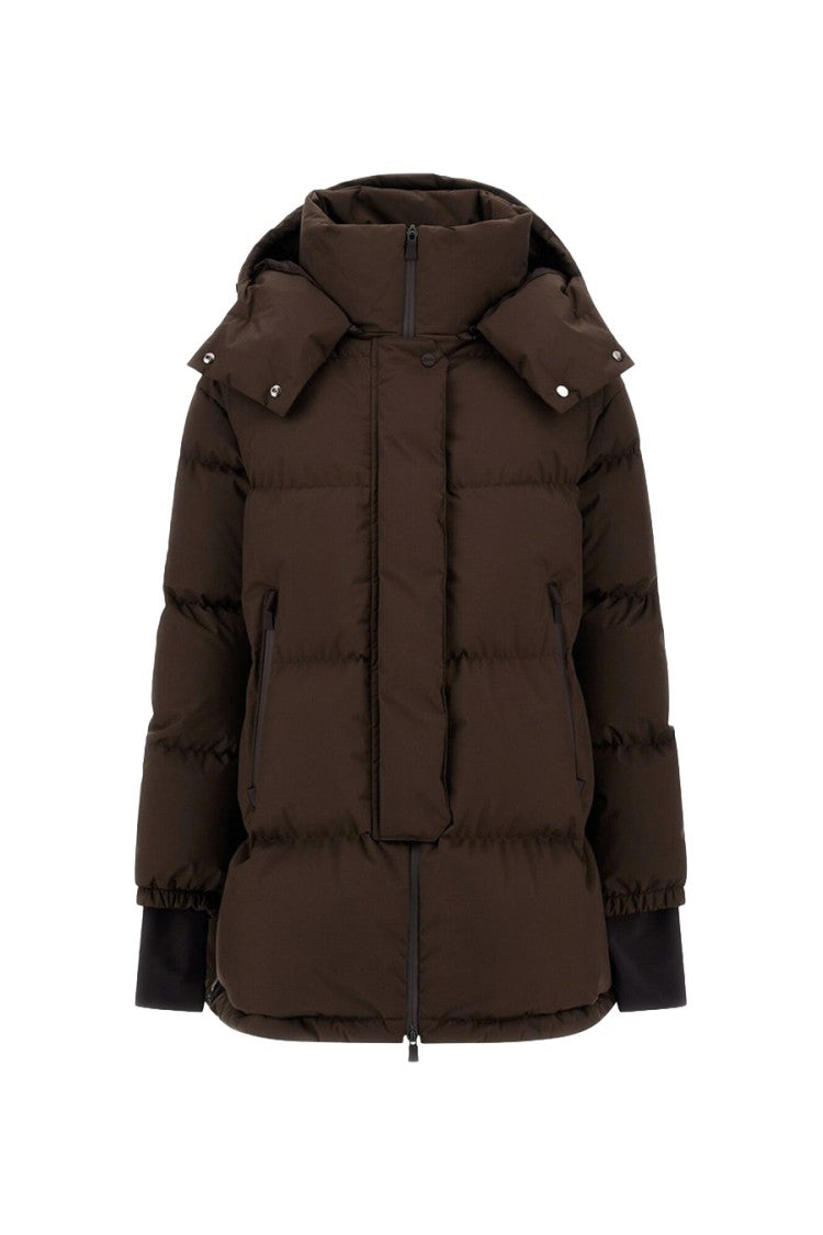 Herno Dark Brown Hooded Polyester Puffer Jacket