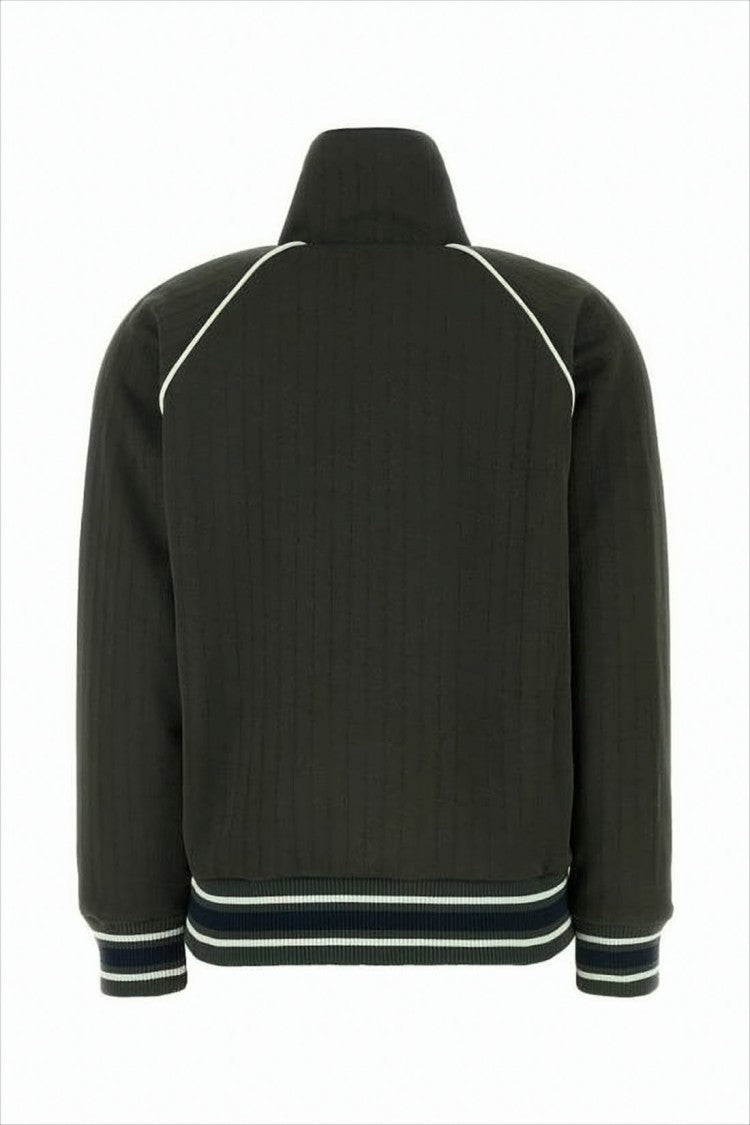 Golden Goose Quilted Black Jacket With High Collar And Striped Detailing