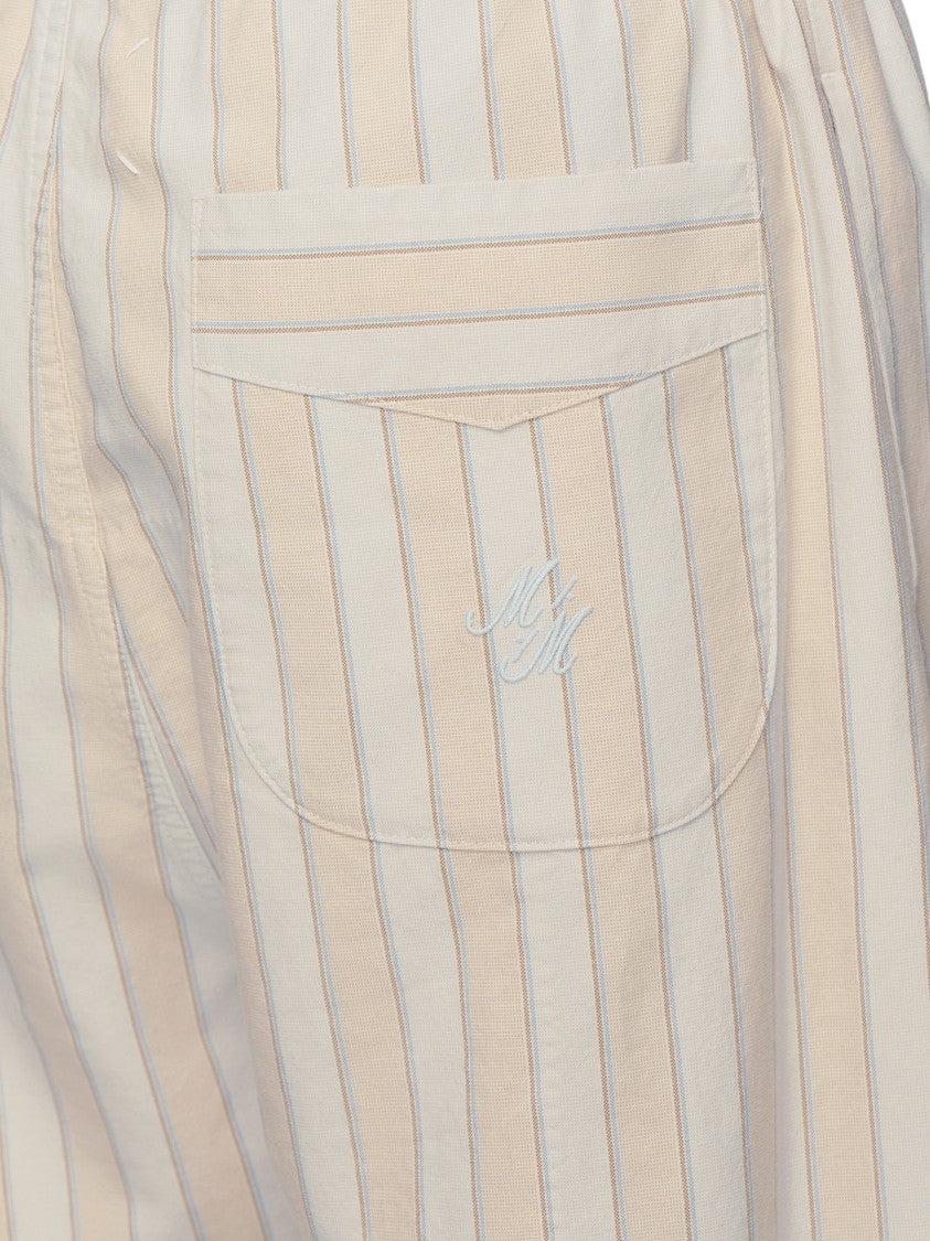 Maison Margiela Vertical Striped Cotton Trousers