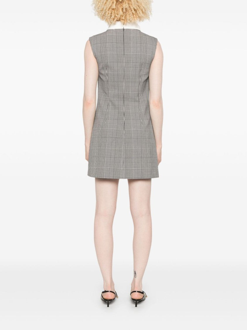 Self-Portrait Sleeveless Mini Dress With Prince Of Wales Check Pattern And Flap Pockets