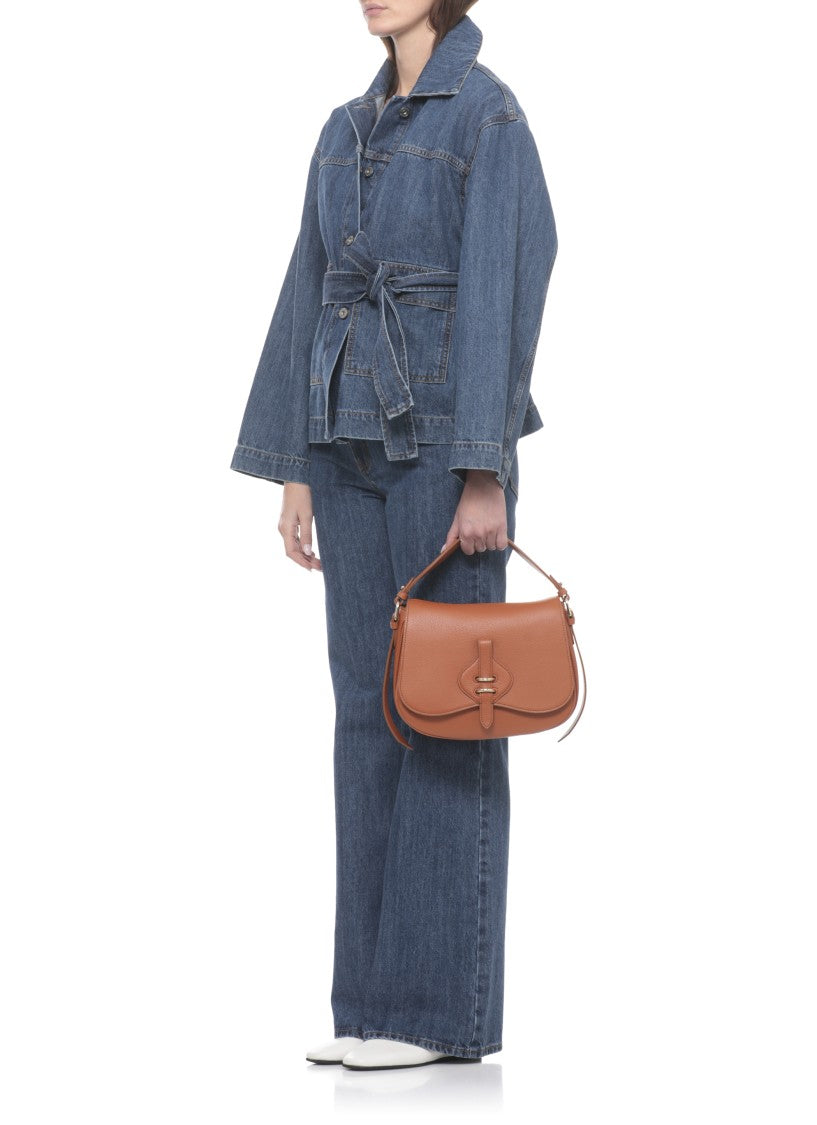 Coccinelle Medium Leather Shoulder Bag With Flap Closure