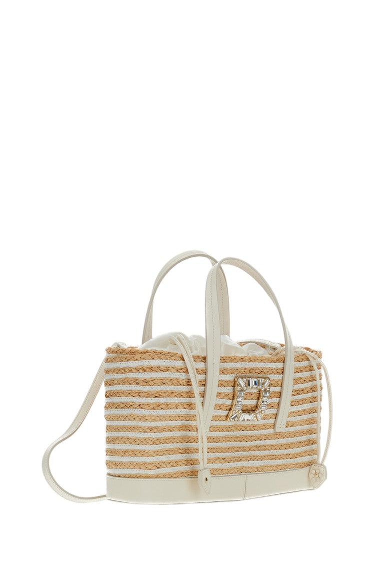 Roger Vivier Rectangular Woven Bag With Decorative Buckle And Versatile Straps