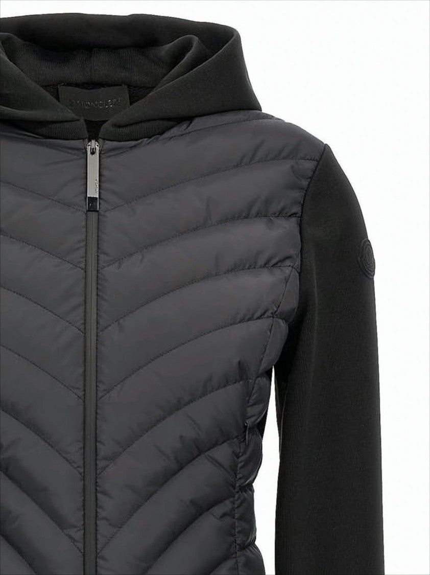 Moncler Quilted Black Training Top With Zip-Up Closure And Hood