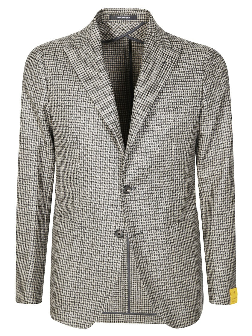 Tagliatore Tailored Long Blazer With Micro-Check Pattern