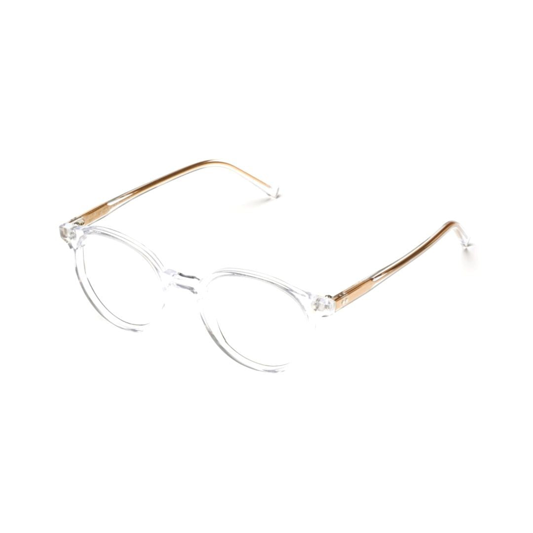 Kador Panto/N Transparent Round Frame Eyeglasses With Golden Temples