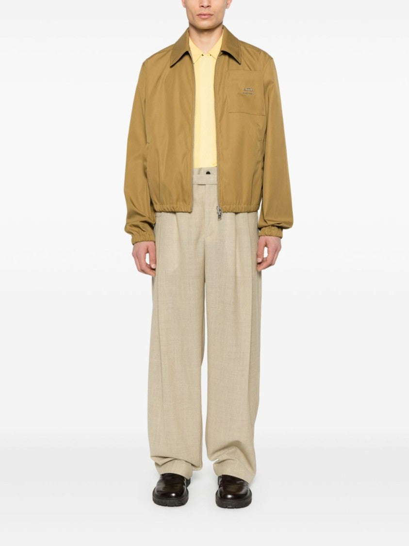 Ami Paris Light Olive Green Zip Front Jacket