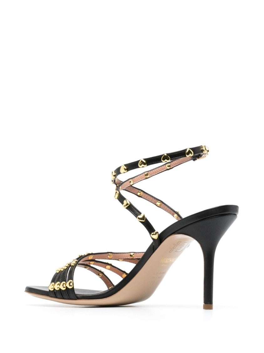 Moschino 90Mm Black Calf Leather Sandals