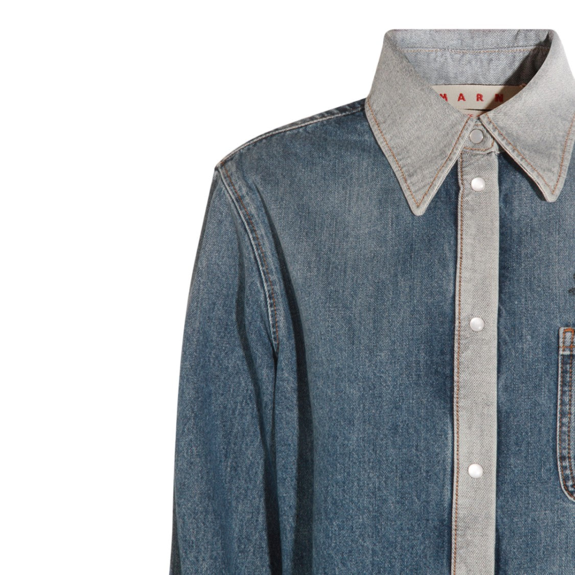 Marni Classic Denim Shirt With Contrasting Lace Details