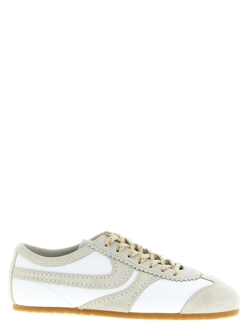 Dries Van Noten Suede Sneakers With Scalloped Edges And Leather Details