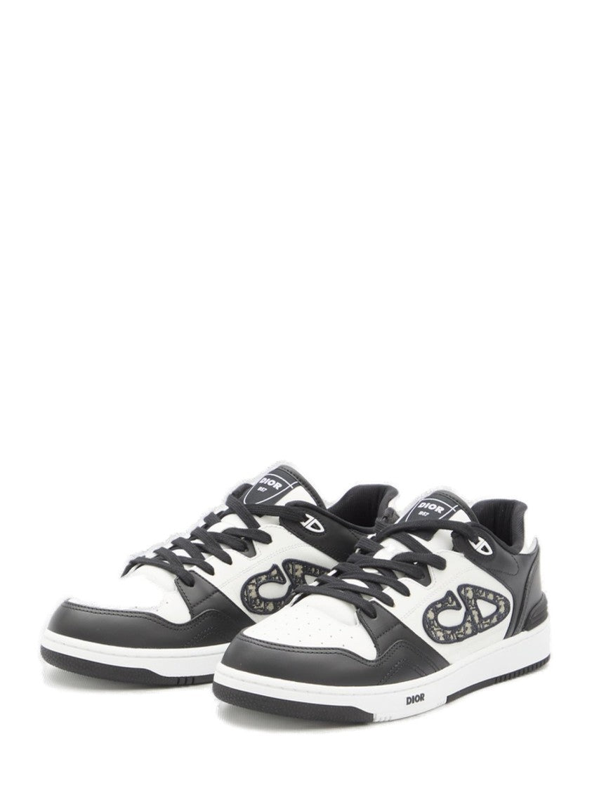 Christian Dior Black Low-Top Sneakers With Perforated Toe Box And Signature Logo