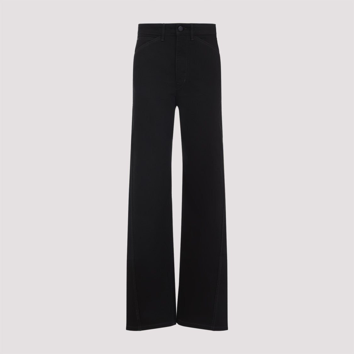 Lemaire Black Cotton Trousers With High Waist
