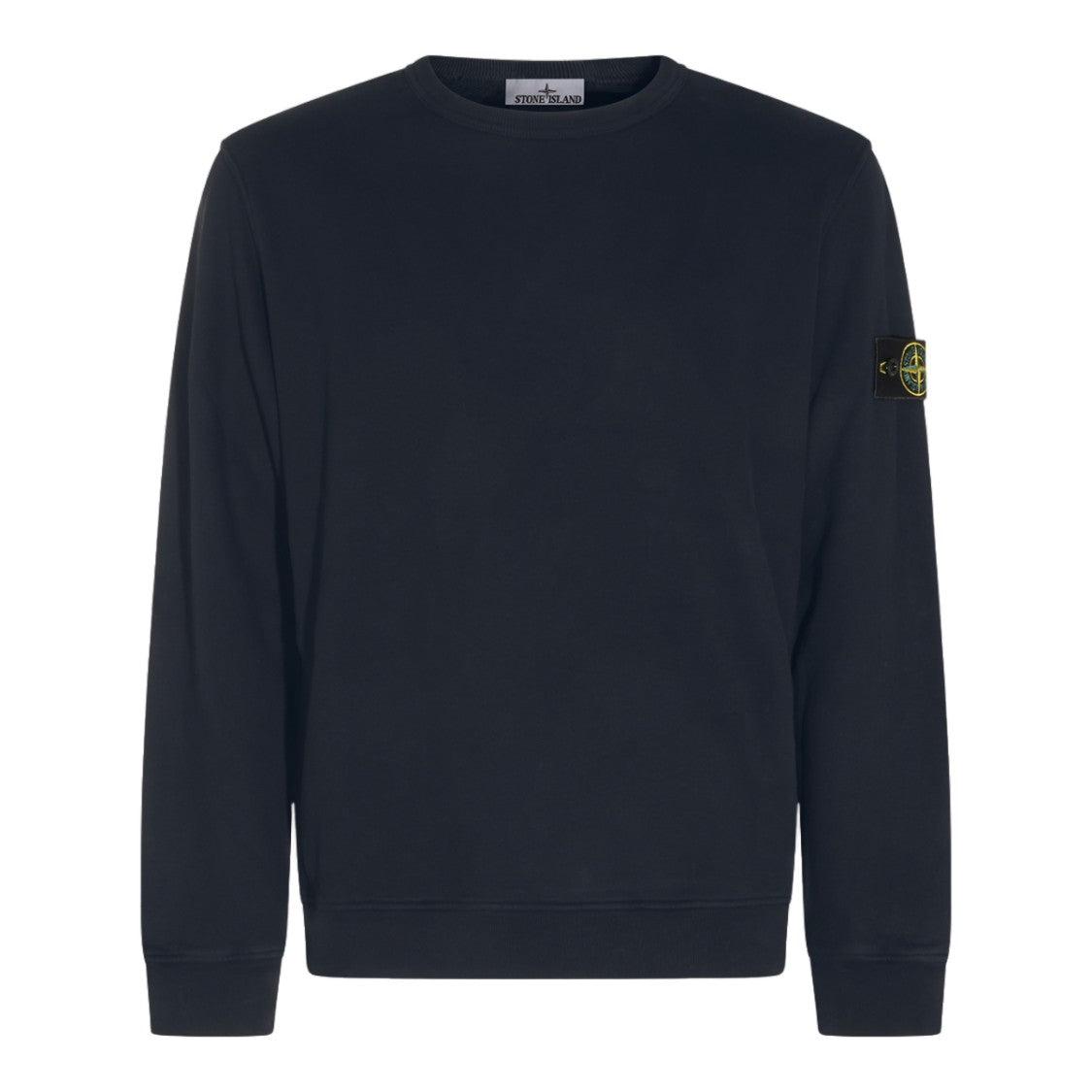 Stone Island Black Sweater With Classic Crew Neckline And Branded Patch
