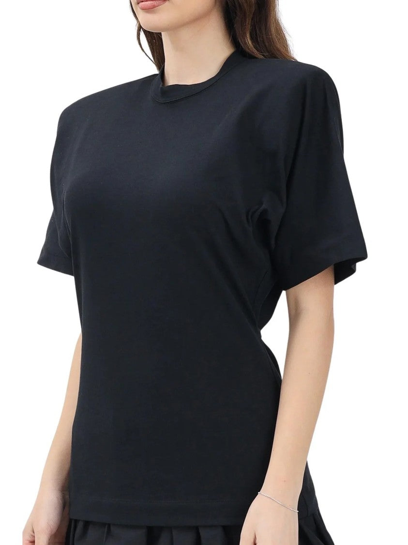 Pinko Black Oversized Zip Detail Cotton T-Shirt