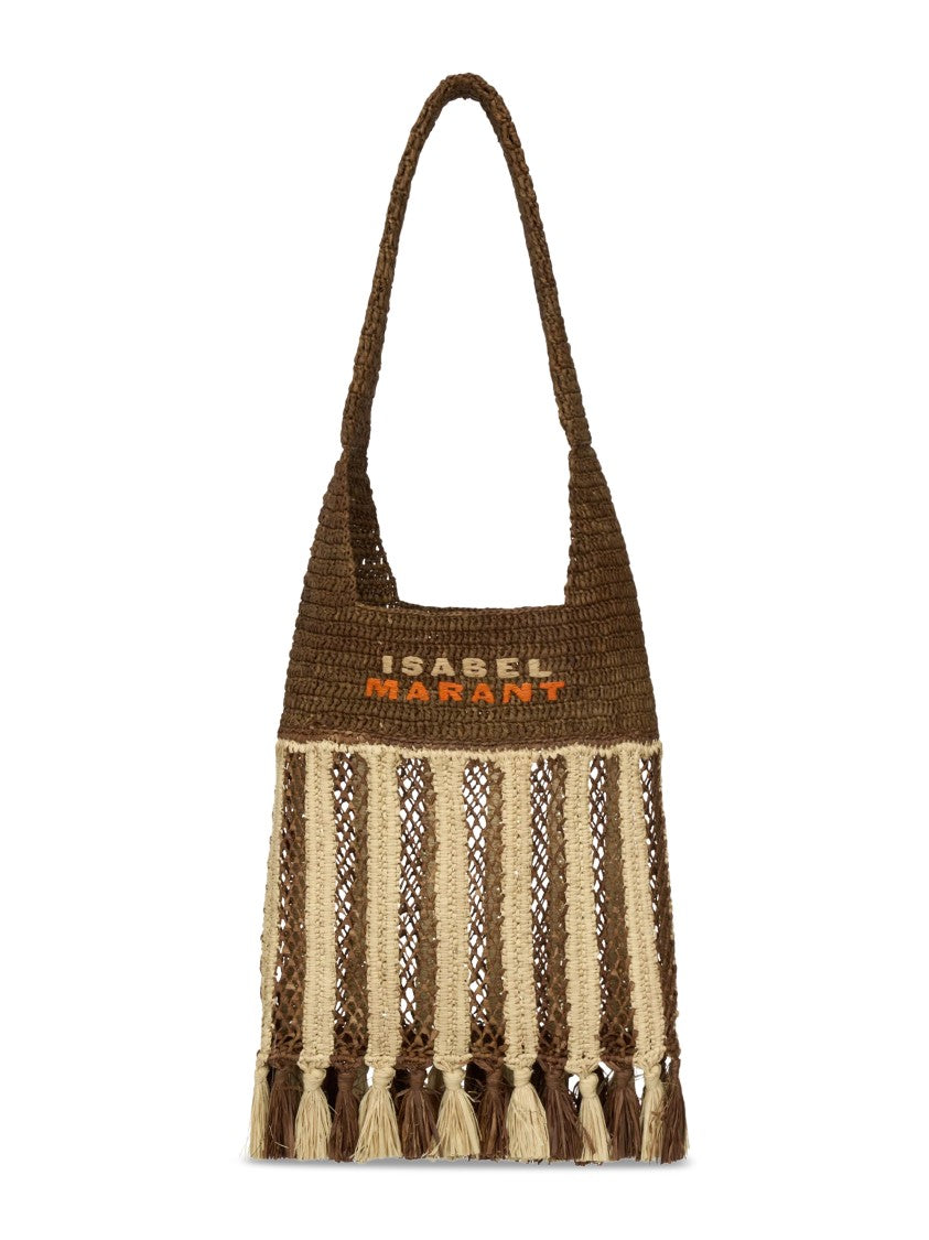 Isabel Marant Rectangular Raffia Bag With Decorative Tassels