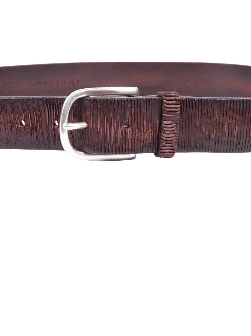 Claudio Orciani Dark Brown Textured Calf Belt