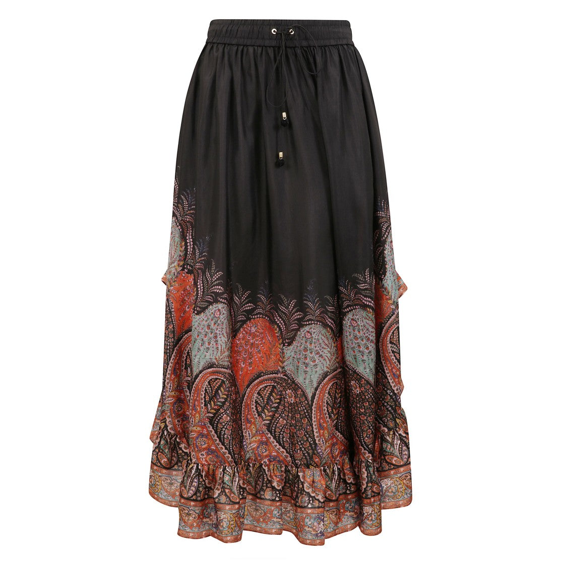 Zimmermann Maxi Silk Skirt With Gathered Waistband