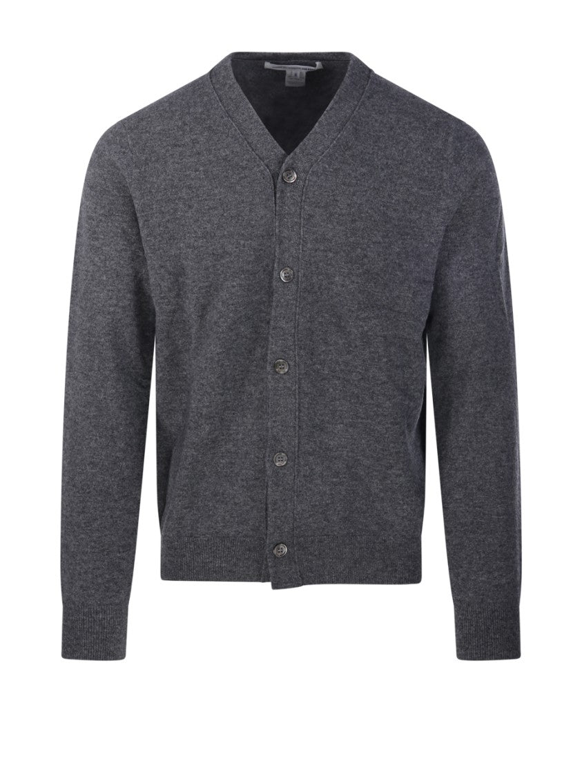Comme Des Garçons Textured Knit Dark Grey Cardigan