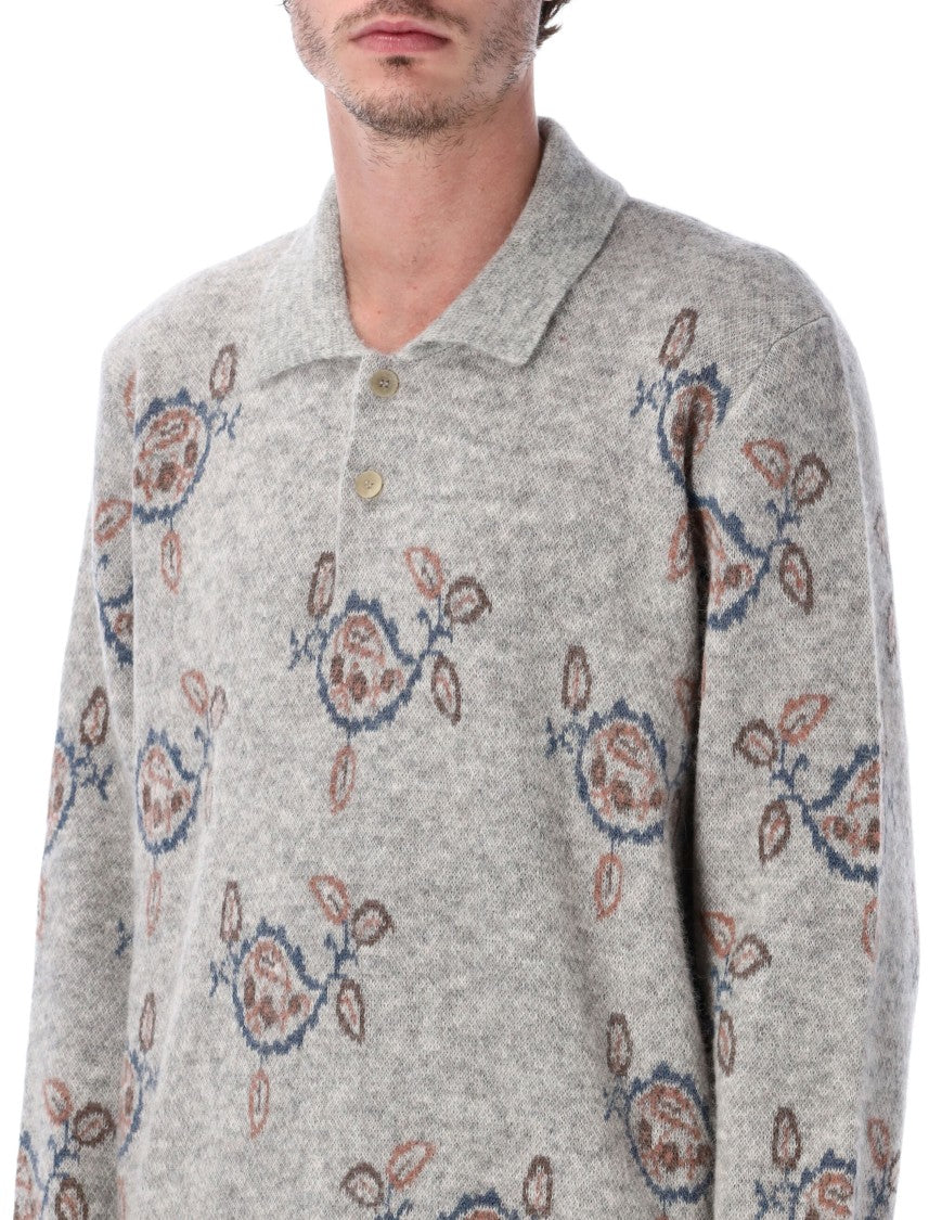 Corridor Maya Patterned Alpaca-Blend Polo Sweater