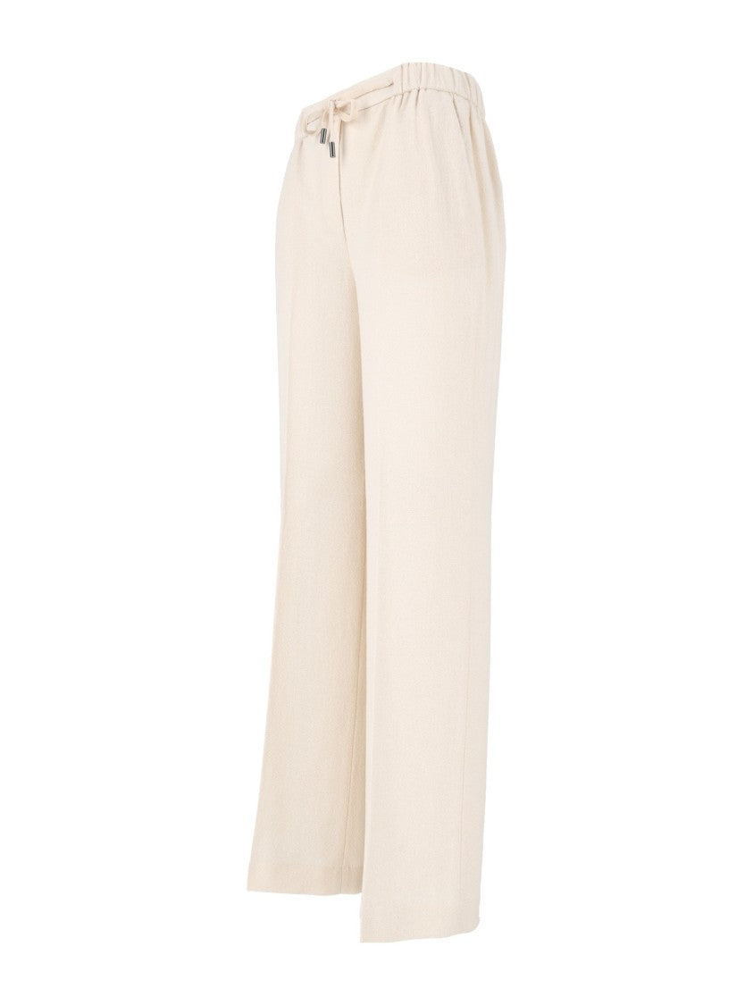 Peserico Relaxed High Elastic Waist Wide-Leg Pants
