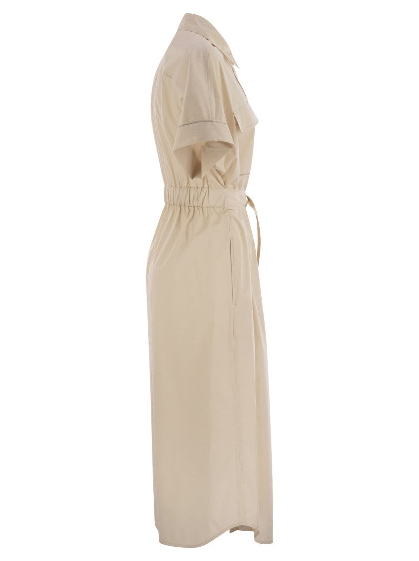 Peserico Light Stretch Cotton Satin Chemisier Dress