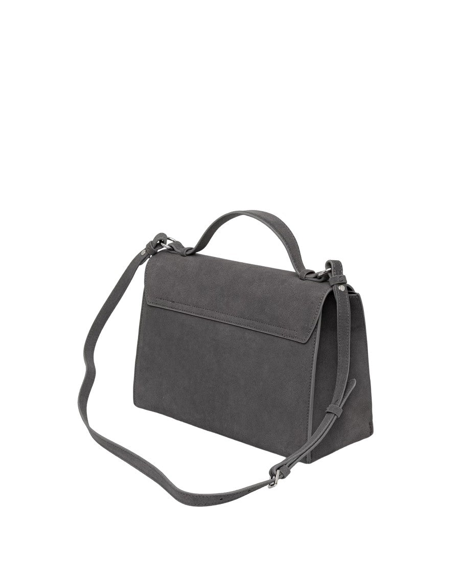 Patrizia Pepe Grey Suede Box Crossbody Bag