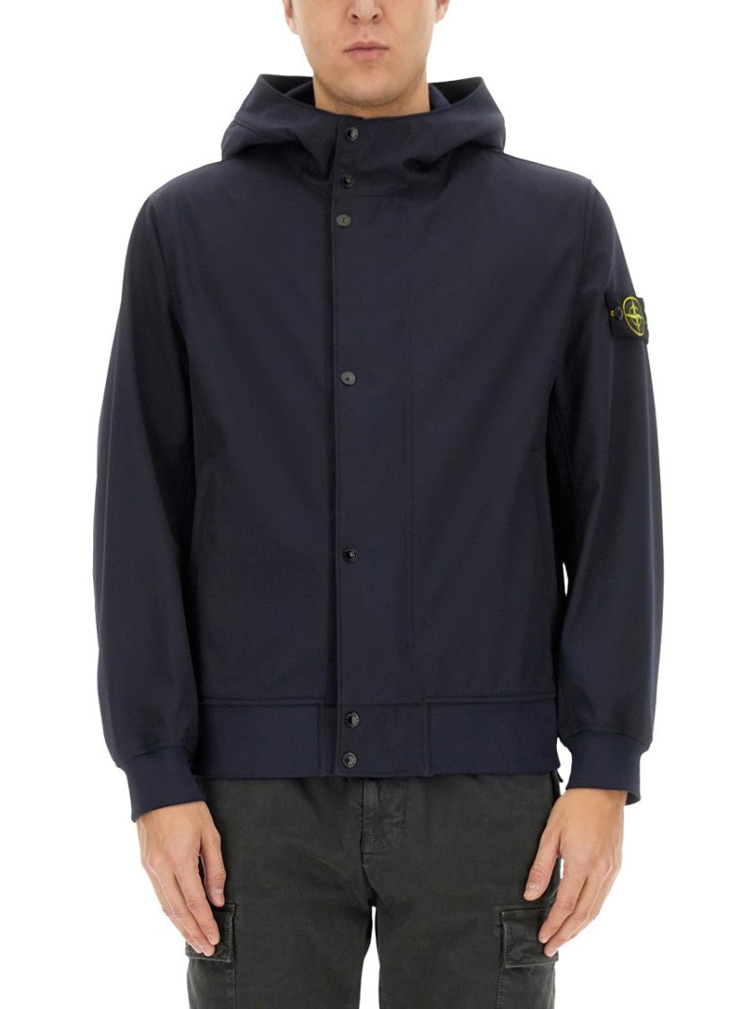 Stone Island Hooded Jacket With Front Button Closure