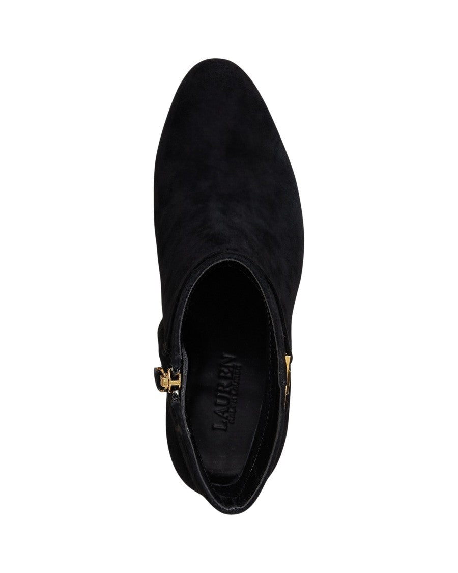 Lauren Ralph Lauren Elegant Black Ankle Boots With Gold-Tone Buckle