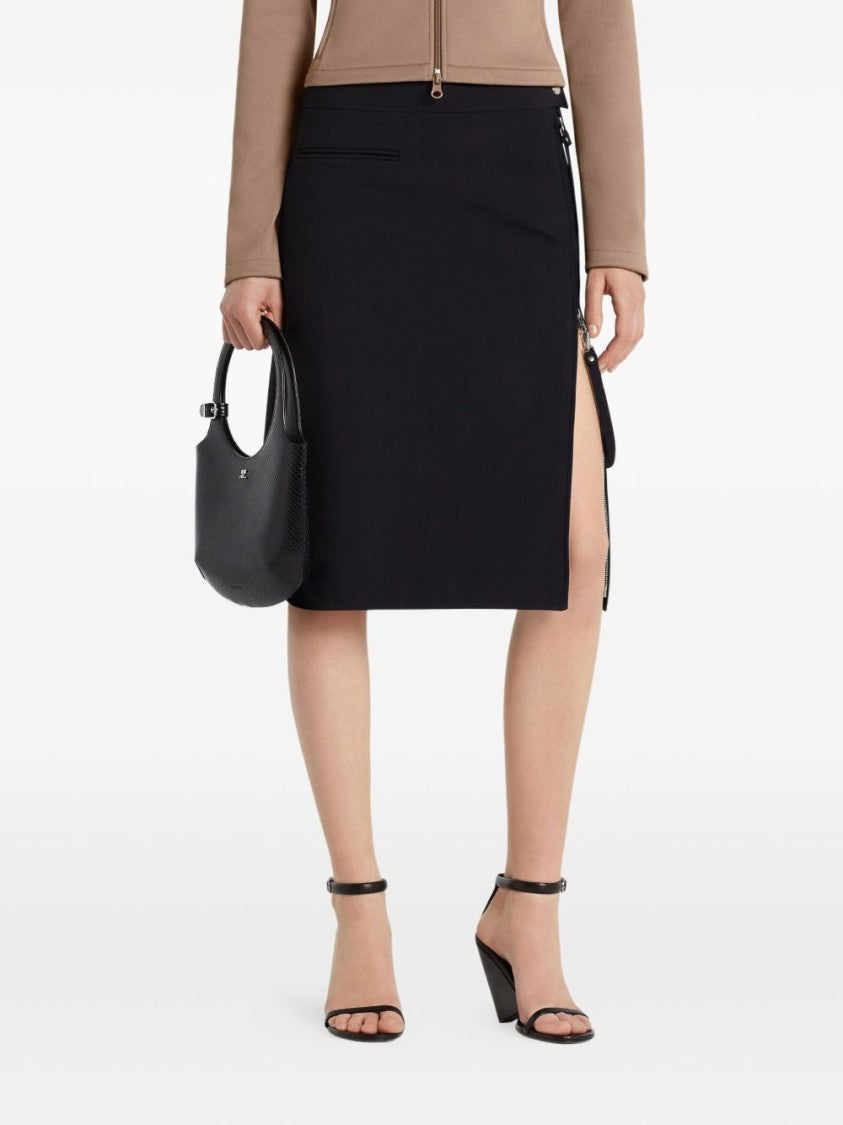 Courrèges Flared Black Midi Skirt