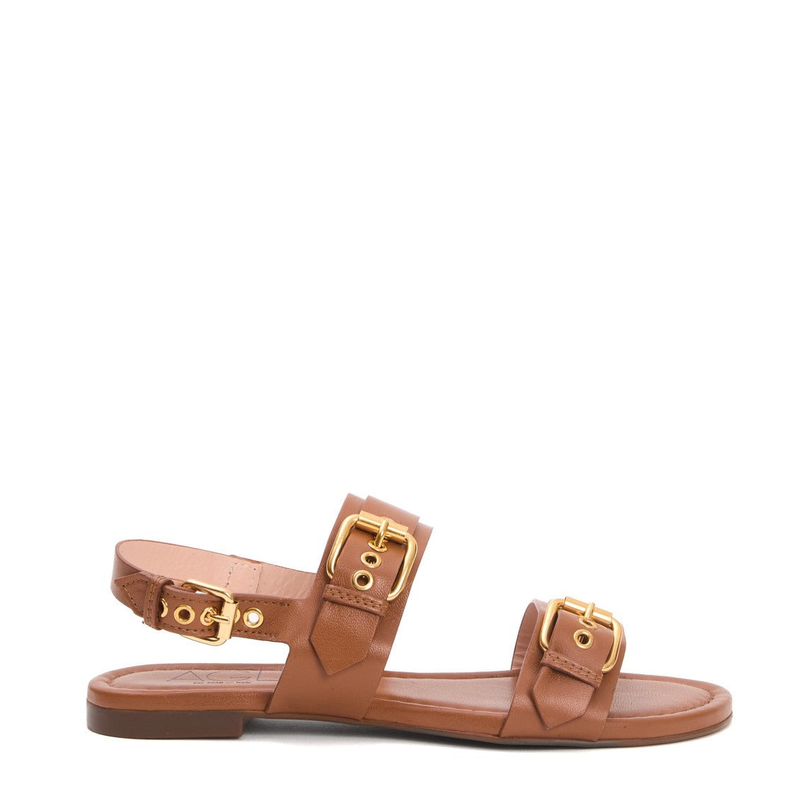 Agl Low Cuoio Sandals With Gold Buckles