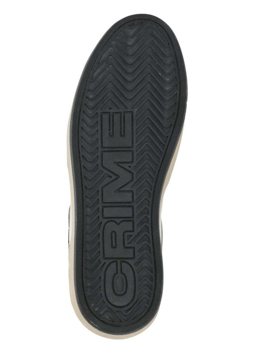 Crime London White Grey Suede Inserts Leather Sneakers