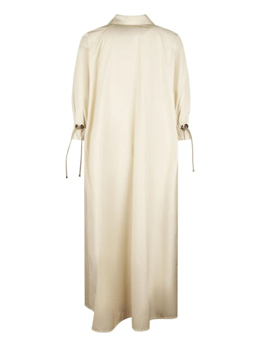 Max Mara Off-White Waist Belt Cotton Dress