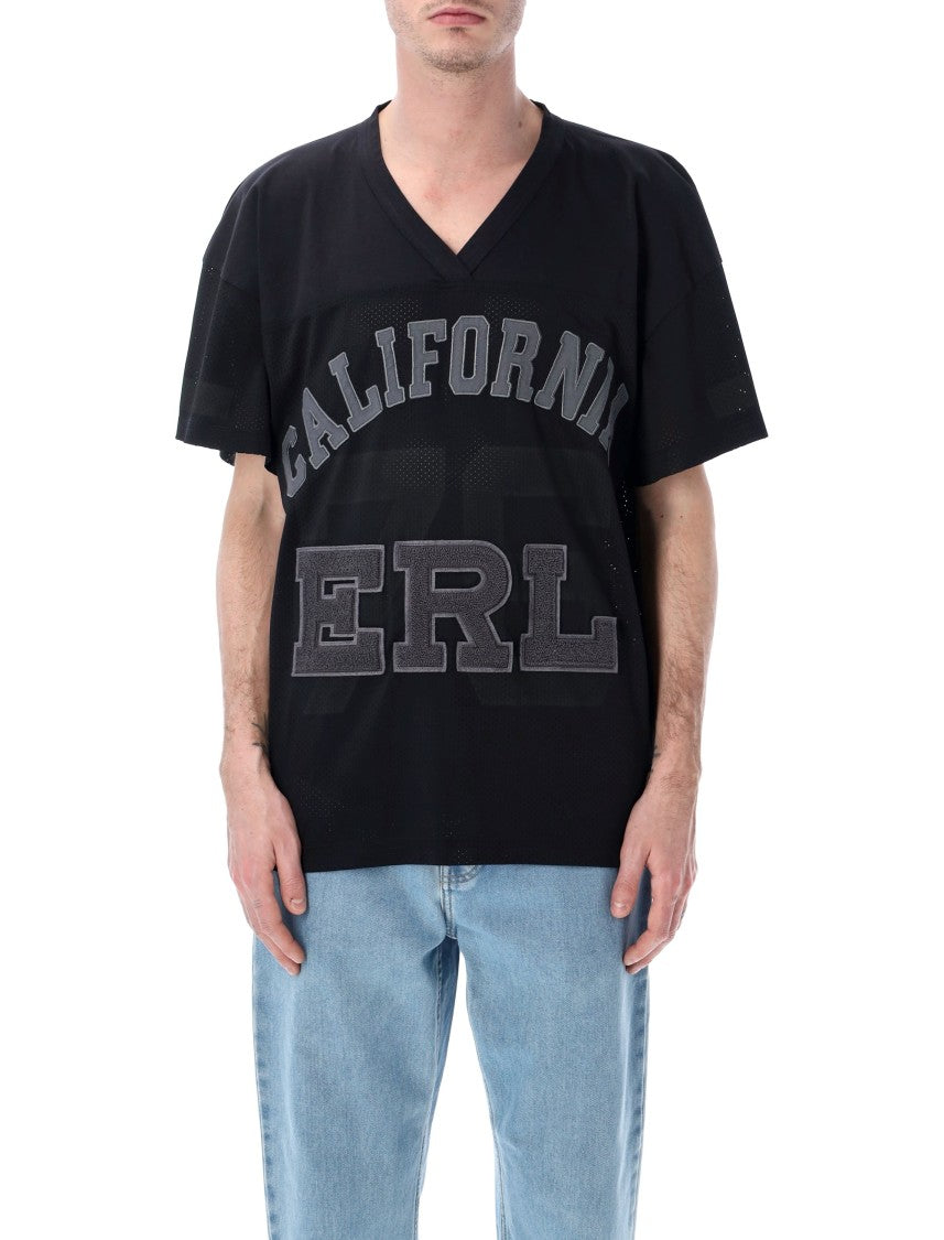 Erl Breathable Mesh Tee With V-Neck And Dropped Shoulders