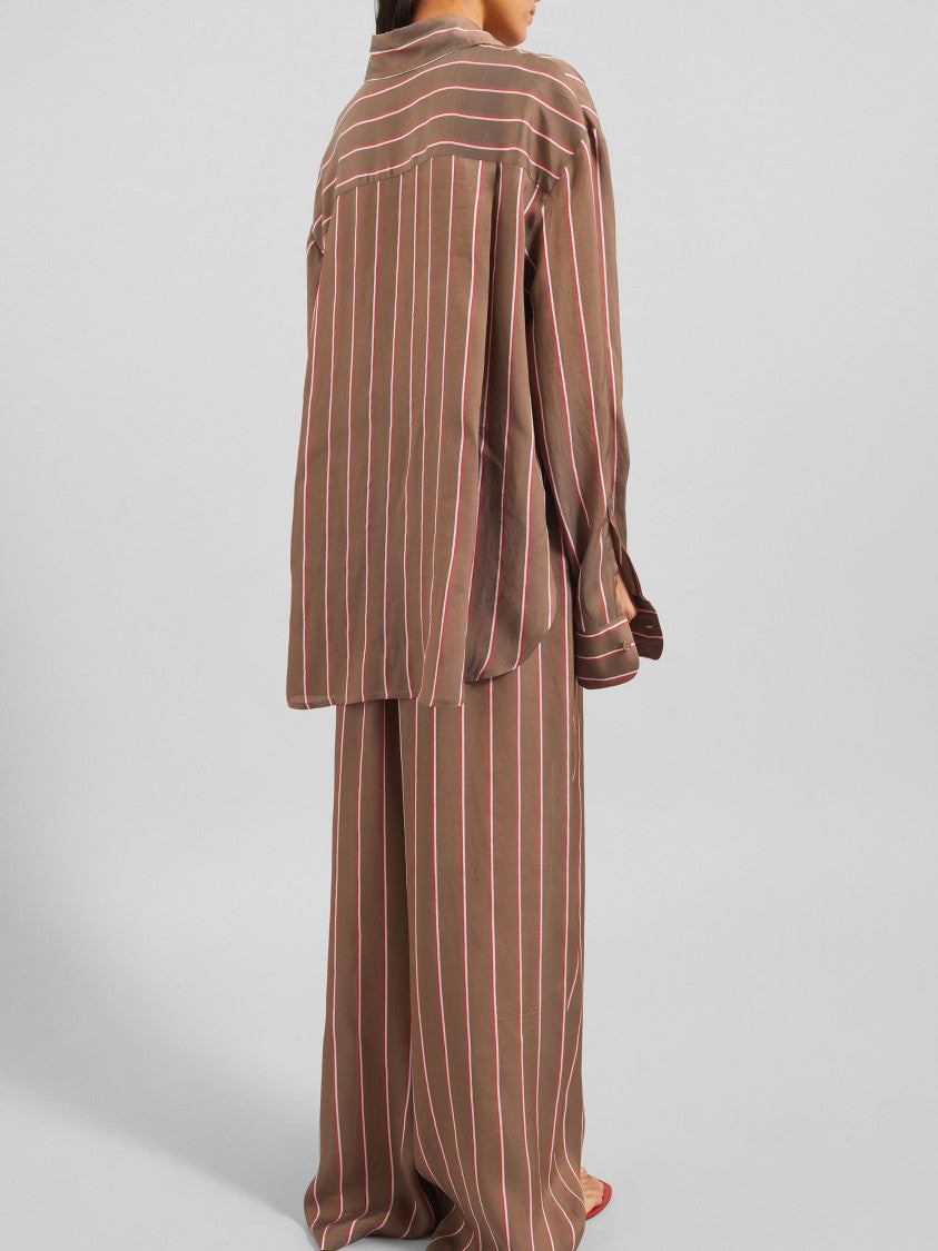 The Frankie Shop Brown Peri Striped Viscose Shirt