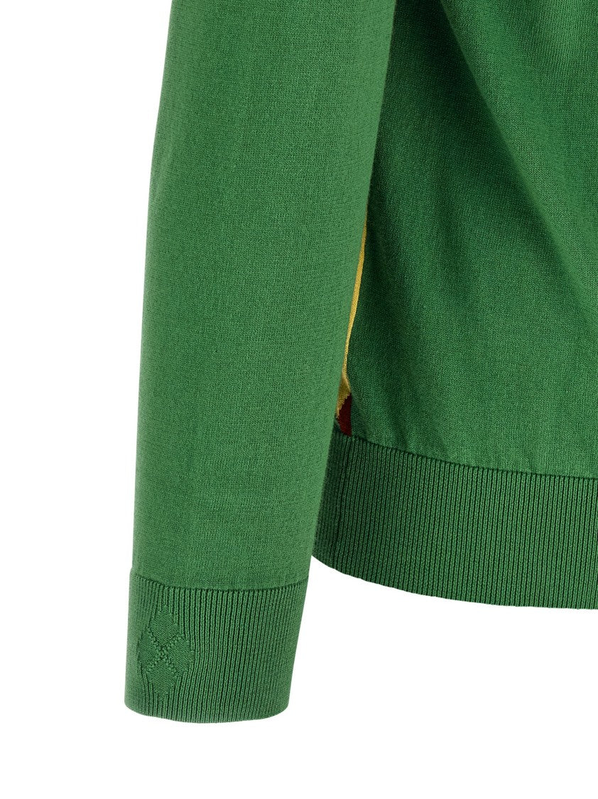 Ballantyne Argyle Jacquard Cashmere-Blend Sweater With Ribbed Hem