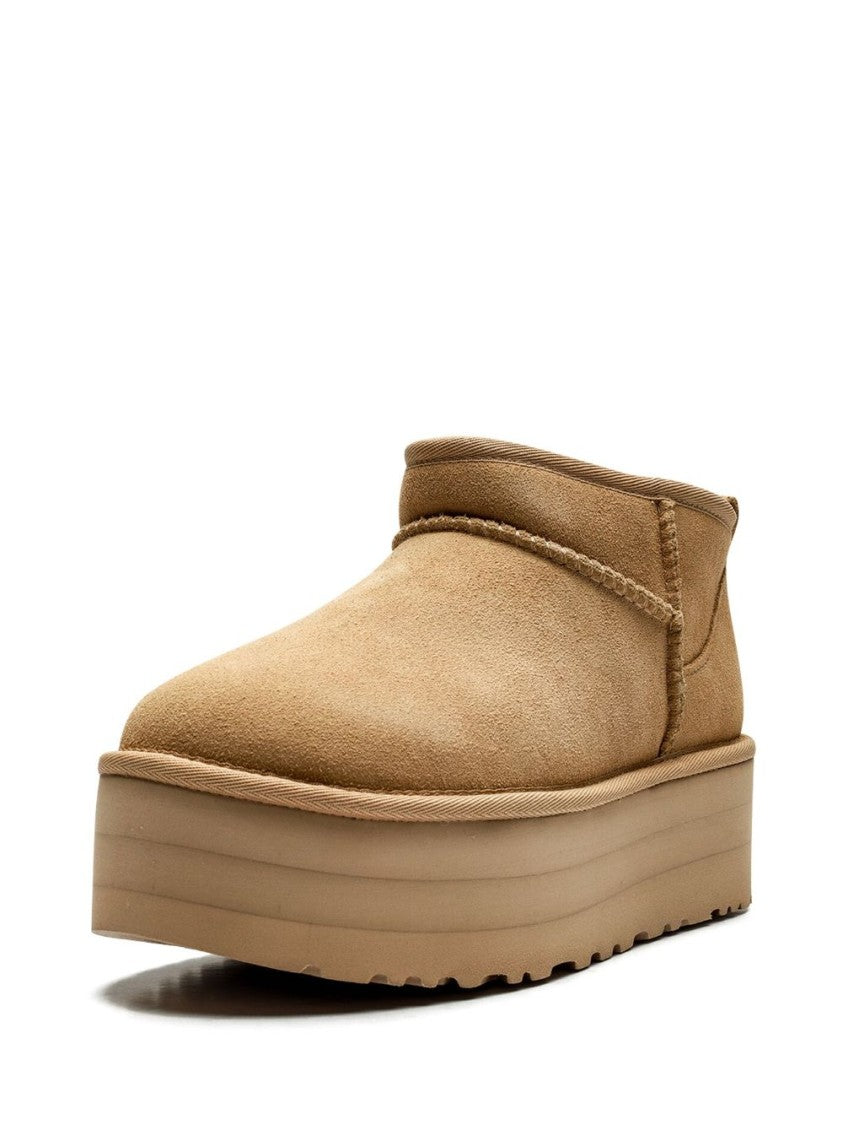 Ugg Ankle-Length Slip-On Boots In Beige Calf Suede